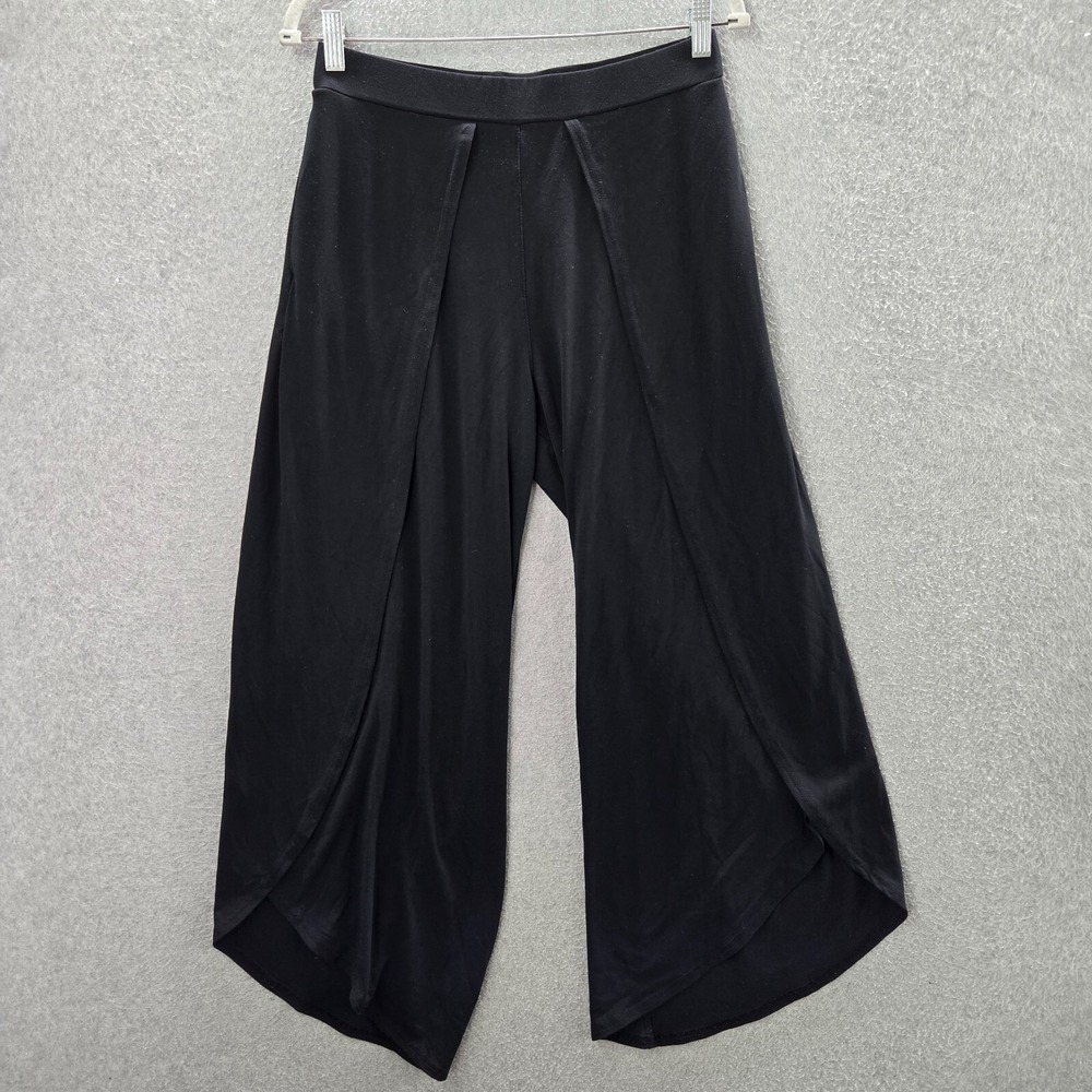 Betabrand‎ Women Pants PM Black All Day Loungers Wide Leg Tulip Hem